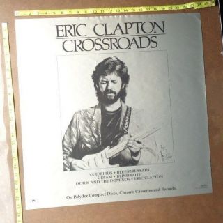 Eric Clapton,  Crossroads Poster,  24 " X 24 " Rare,  Record Company Promo,  1988