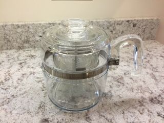Vintage Pyrex Flameware 6 Cup Coffee Pot Percolator (complete) 7756 B