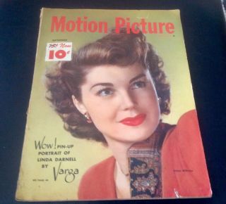 Motion Picture Mag. ,  Esther Williams Cover,  Linda Darnell,  Varga Drawing,  9/1947