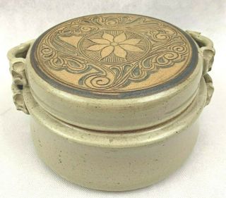 Blaisdell Durango Pottery Bowl With Intricate Carved Lid Studio Piece Rare 8.  5 "