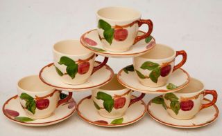Vintage Franciscan Apple Set Of 6 Six Cups And Saucers