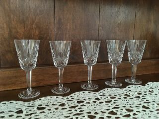 5 Waterford Crystal Lismore 5 1/8” Sherry Cordial Glasses Stems