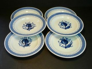 Set Of 6 Royal Copenhagen Tranquebar Blue Bread & Butter Plates 11/944