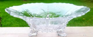 Vintage Clear Depression Glass Etched Flowers/basket 3 Footed Bowl Gorgeous