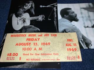 Woodstock Friday 1969 Ticket Jimi Hendrix Janis Joplin Grateful Dead Lg