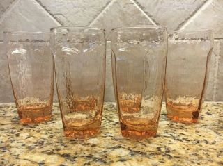 Set Of 6 Libbey Rock Sharpe Chivalry Pink Cooler Glass Tumblers 6 1/4 " T