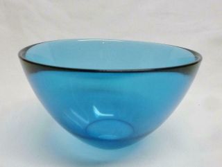 Lovely Aqua Blue Fuga Orrefors Swedish Crystal Glass Bowl.  Signed