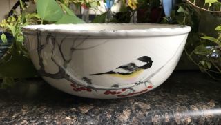 Global Connections Kate Williams Winter Chickadee Large Bowl 10”