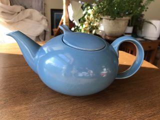 Vintage Eva Zeisel Red Wing Pottery Town & Country Teapot Coffee Pot Blue Dinner