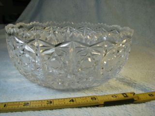 Antique Heavy American Brilliant Period Cut Glass Bowl Star Of David 8in.  Ec
