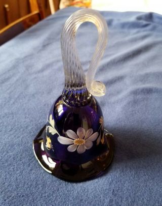 Fenton Hand Painted Amethyst Bell,  One,  Signed