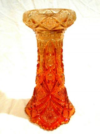 Imperial Marigold Carnival Glass Punch Bowl Pedestal 9 3/4 " W/sticker Label