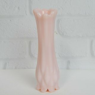 Miniature Jeanette Glass Co Shell Pink Milk Glass Scalloped Bud Vase 5” Collect