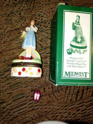 1998 The Wizard Of Oz " Dorothy & Toto " Porcelain Hinged Box - Ruby Red Slippers