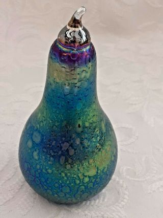 Heron Glass Iridescent Amethyst Pear - 10 Cm Tall - Gift Box - Made In England