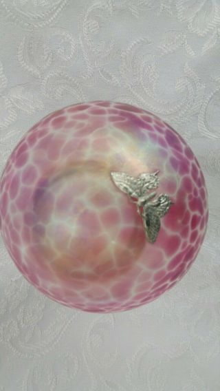 Heron Glass Extra Large Cranberry Mushroom with Pewter Butterfly - with Gift Box 3