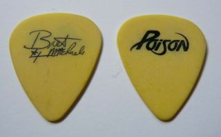 Poison Bret Michaels Yellow Signature Vintage 1988 Tour Issued Guitar Pick Rare