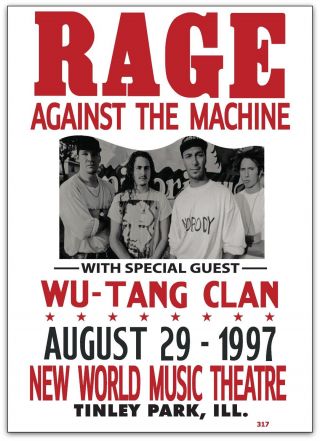 Rage Against The Machine Wu Tang Clan Chicago 1997 Concert Poster