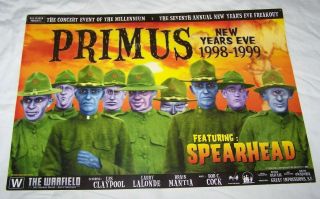 Primus Concert Poster The Warfield Sf Years Eve 1998 - 99 Spearhead