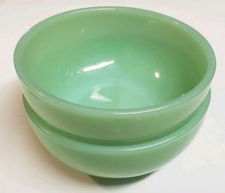 Two Vintage " Fire King " Oven Ware Jadeite 8 Cereal / Chili Restaurant Bowls