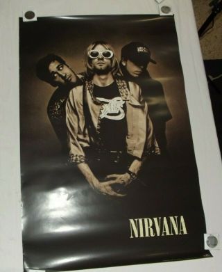 Vintage Nirvana Promo Poster 1993 Rare Kurt Cobain Dave Grohl 23x35 Read Details