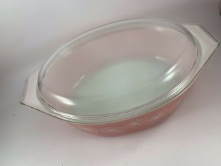 Vintage Pink Daisy 2 1/2 Quart Oval Casserole Dish With Lid 3