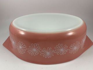 Vintage Pink Daisy 2 1/2 Quart Oval Casserole Dish With Lid 6