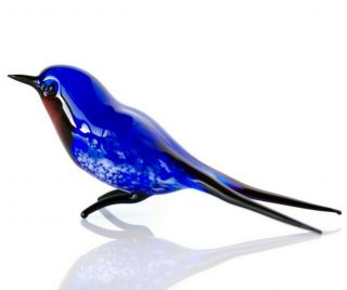 Bird Green,  Figurine,  Blown Glass " Murano " Art Ornament.  Made In Russia.  Swallow