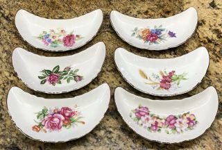 Set Of 6 Vintage Chadwick Floral Crescent China Dishes Cmi Inc Japan