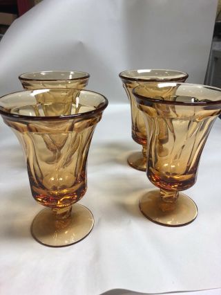 Set Of 4 Vintage Fostoria Jamestown Amber Ice Tea Goblet 6 " Elegant Glass