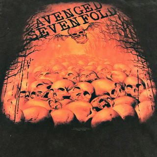 Avenged Sevenfold Skulls Distressed Rock Band Concert T - Shirt Sz L