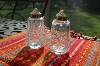 Vintage Waterford Crystal Lismore Pattern Salt Pepper Shakers Set Silverplate