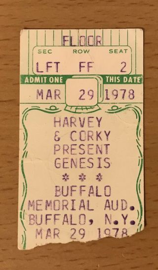 1978 Genesis Buffalo York Concert Ticket Stub And Then There Were Three Tour