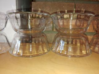 Set 8 Pyrex Custard Cups Bowls Ramekins 10 oz 464 Scalloped 3 Bands Glass 3