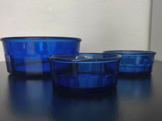 Casserole Dishes Cobalt Blue Set Of Three 2 Small 5 1/2 Inch 1 Large 9 Inch