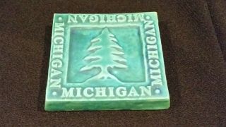 Vintage 1995 Whistling Frog Tile Co Aqua 3 3/4 " Square Michigan Tree Tile