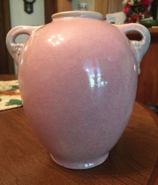Vintage 1920’s Roseville Art Pottery Tuscany 6” Pink Handled Vase