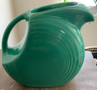 Vintage Fiesta Ware Green Turquoise Water Pitcher 7 " Pottery