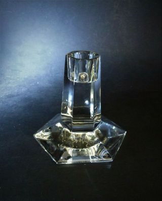 Tiffany & Co Wright Foundation Crystal Candlestick Art Deco Frank Lloyd Wright
