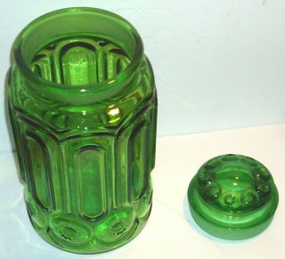 11 1/2 inch Vintage Green LE SMITH Glass Canister with Lid - Moon and Stars - Lg 3