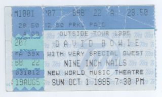 Rare David Bowie Nine Inch Nails 10/1/95 Chicago Il Ticket Stub Nin