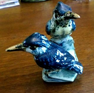 Vintage Handpainted Stangl Pottery Bird Figurine Double Kingfishers 5 "