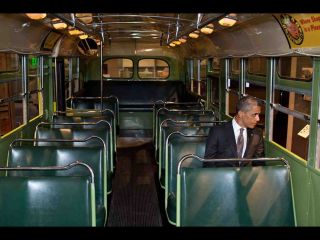 Glossy Photo Picture 8x10 Barack Obama In Rosa Park Bus
