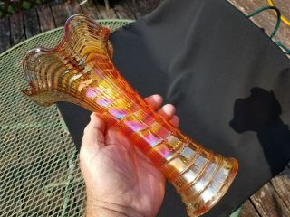 Imperial Carnival Glass Marigold Standard Ripple Vase