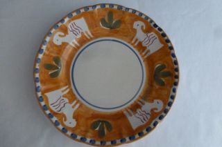 1 Solimene Vietre 10 " Hand Painted Terrocotta Dinner Plate W/goats & Catus