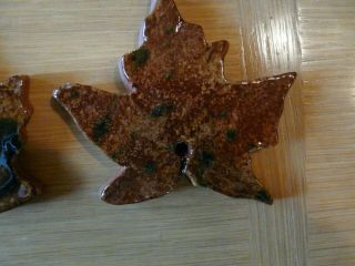 Set of 4 Ned Foltz Redware Pottery fall leaves Ornaments Reinhold PA 5
