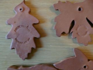 Set of 4 Ned Foltz Redware Pottery fall leaves Ornaments Reinhold PA 6