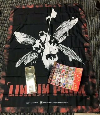 Deadstock Vtg 2001 Linkin Park Textile 30”x40” Póster Flag Made In Italy Notp