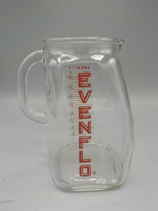 Vtg Glass Evenflo 1 Quart 4 Cup Baby Formula Milk Measuring Pitcher Cup Bottle