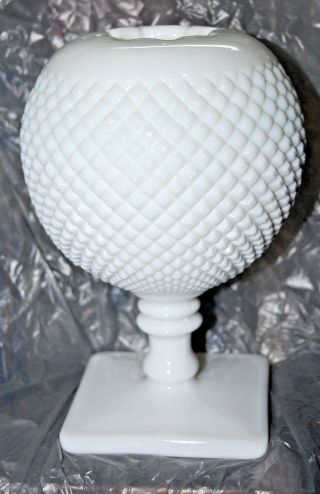 Westmoreland Milk Glass English Hobnail Rose Bowl Ivy Ball Vase Footed Beauty
